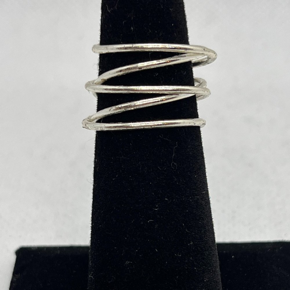Silver Plated Zig Zag Bangle Ring